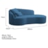 Divã Recamier Curvo Sala de Estar Recepção Inglaterra 200cm Lado Direito Linho Azul Royal
