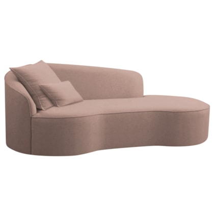 Divã Recamier Curvo Sala de Estar Recepção Inglaterra 200cm Lado Direito Linho Rose - Amarena Móveis