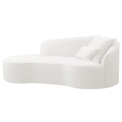 Divã Recamier Curvo Sala de Estar Recepção Inglaterra 200cm Lado Esquerdo Bouclé Branco