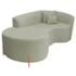 Divã Recamier Curvo Sala de Estar Recepção Inglaterra 200cm Pés Madeira Lado Esquerdo Bouclé Verde Oliva