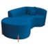 Divã Recamier Curvo Sala de Estar Recepção Inglaterra 200cm Pés Madeira Lado Esquerdo Linho Azul Royal