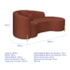 Divã Recamier Curvo Sala de Estar Recepção Inglaterra 200cm Pés Metal Dourado Lado Direito Bouclé Terracota
