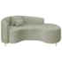 Divã Recamier Curvo Sala de Estar Recepção Inglaterra 200cm Pés Metal Dourado Lado Direito Bouclé Verde Oliva