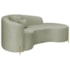 Divã Recamier Curvo Sala de Estar Recepção Inglaterra 200cm Pés Metal Dourado Lado Direito Bouclé Verde Oliva