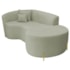 Divã Recamier Curvo Sala de Estar Recepção Inglaterra 200cm Pés Metal Dourado Lado Direito Bouclé Verde Oliva