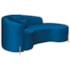 Divã Recamier Curvo Sala de Estar Recepção Inglaterra 200cm Pés Metal Dourado Lado Direito Linho Azul Royal