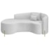 Divã Recamier Curvo Sala de Estar Recepção Inglaterra 200cm Pés Metal Dourado Lado Esquerdo Bouclé Branco