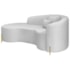 Divã Recamier Curvo Sala de Estar Recepção Inglaterra 200cm Pés Metal Dourado Lado Esquerdo Bouclé Branco
