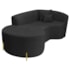 Divã Recamier Curvo Sala de Estar Recepção Inglaterra 200cm Pés Metal Dourado Lado Esquerdo Bouclé Preto