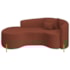 Divã Recamier Curvo Sala de Estar Recepção Inglaterra 200cm Pés Metal Dourado Lado Esquerdo Bouclé Terracota