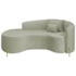 Divã Recamier Curvo Sala de Estar Recepção Inglaterra 200cm Pés Metal Dourado Lado Esquerdo Bouclé Verde Oliva