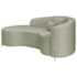 Divã Recamier Curvo Sala de Estar Recepção Inglaterra 200cm Pés Metal Dourado Lado Esquerdo Bouclé Verde Oliva