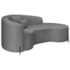 Divã Recamier Curvo Sala de Estar Recepção Inglaterra 200cm Pés Metal Preto Lado Direito Bouclé Cinza