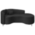 Divã Recamier Curvo Sala de Estar Recepção Inglaterra 200cm Pés Metal Preto Lado Direito Bouclé Preto