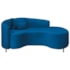 Divã Recamier Curvo Sala de Estar Recepção Inglaterra 200cm Pés Metal Preto Lado Direito Linho Azul Royal