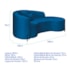 Divã Recamier Curvo Sala de Estar Recepção Inglaterra 200cm Pés Metal Preto Lado Direito Linho Azul Royal
