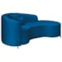 Divã Recamier Curvo Sala de Estar Recepção Inglaterra 200cm Pés Metal Preto Lado Direito Linho Azul Royal