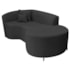 Divã Recamier Curvo Sala de Estar Recepção Inglaterra 200cm Pés Metal Preto Lado Direito Linho Preto