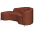 Divã Recamier Curvo Sala de Estar Recepção Inglaterra 200cm Pés Metal Preto Lado Esquerdo Bouclé Terracota