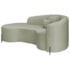 Divã Recamier Curvo Sala de Estar Recepção Inglaterra 200cm Pés Metal Preto Lado Esquerdo Bouclé Verde Oliva