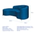 Divã Recamier Curvo Sala de Estar Recepção Inglaterra 200cm Pés Metal Preto Lado Esquerdo Linho Azul Royal
