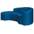 Divã Recamier Curvo Sala de Estar Recepção Inglaterra 200cm Pés Metal Preto Lado Esquerdo Linho Azul Royal