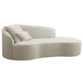 Divã Recamier Curvo Sala de Estar Recepção Inglaterra 220cm Lado Direito Bouclé Bege