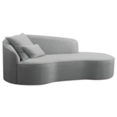 Divã Recamier Curvo Sala de Estar Recepção Inglaterra 220cm Lado Direito Bouclé Cinza