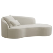 Divã Recamier Curvo Sala de Estar Recepção Inglaterra 220cm Lado Direito Linho Bege