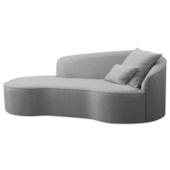 Divã Recamier Curvo Sala de Estar Recepção Inglaterra 220cm Lado Esquerdo Bouclé Cinza