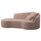 Divã Recamier Curvo Sala de Estar Recepção Inglaterra 220cm Lado Esquerdo Linho Rosê