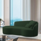 Divã Recamier Curvo Sala de Estar Recepção Inglaterra 220cm Lado Esquerdo Linho Verde