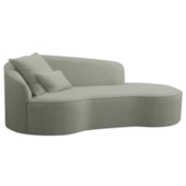 Divã Recamier Curvo Sala de Estar Recepção Inglaterra 250cm Lado Direito Bouclé Verde Oliva