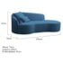 Divã Recamier Curvo Sala de Estar Recepção Inglaterra 250cm Lado Direito Linho Azul Royal