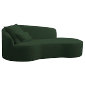 Divã Recamier Curvo Sala de Estar Recepção Inglaterra 250cm Lado Direito Linho Verde