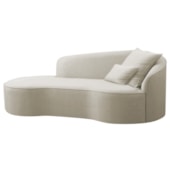Divã Recamier Curvo Sala de Estar Recepção Inglaterra 250cm Lado Esquerdo Bouclé Bege