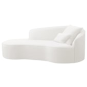 Divã Recamier Curvo Sala de Estar Recepção Inglaterra 250cm Lado Esquerdo Bouclé Branco