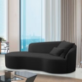 Divã Recamier Curvo Sala de Estar Recepção Inglaterra 250cm Lado Esquerdo Bouclé Preto