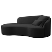 Divã Recamier Curvo Sala de Estar Recepção Inglaterra 250cm Lado Esquerdo Bouclé Preto