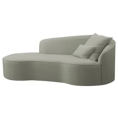 Divã Recamier Curvo Sala de Estar Recepção Inglaterra 250cm Lado Esquerdo Bouclé Verde Oliva