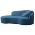 Divã Recamier Curvo Sala de Estar Recepção Inglaterra 250cm Lado Esquerdo Linho Azul Royal