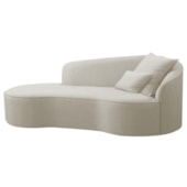 Divã Recamier Curvo Sala de Estar Recepção Inglaterra 250cm Lado Esquerdo Linho Bege