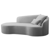 Divã Recamier Curvo Sala de Estar Recepção Inglaterra 250cm Lado Esquerdo Linho Cinza Claro