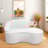 Divã Recamier Curvo Sala de Estar Recepção Marrocos 150cm Lado Direito Bouclé Branco