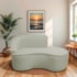 Divã Recamier Curvo Sala de Estar Recepção Marrocos 150cm Lado Direito Bouclé Verde Oliva