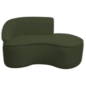 Divã Recamier Curvo Sala de Estar Recepção Marrocos 150cm Lado Direito Linho Verde