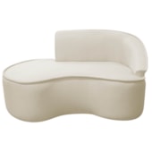 Divã Recamier Curvo Sala de Estar Recepção Marrocos 150cm Lado Esquerdo Bouclé Bege