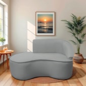 Divã Recamier Curvo Sala de Estar Recepção Marrocos 150cm Lado Esquerdo Bouclé Cinza