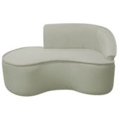 Divã Recamier Curvo Sala de Estar Recepção Marrocos 150cm Lado Esquerdo Bouclé Verde Oliva