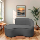 Divã Recamier Curvo Sala de Estar Recepção Marrocos 150cm Lado Esquerdo Linho Cinza Escuro